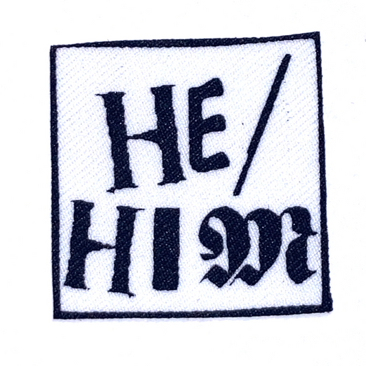 HE/HIM Cotton Fabric Patch (black on white)